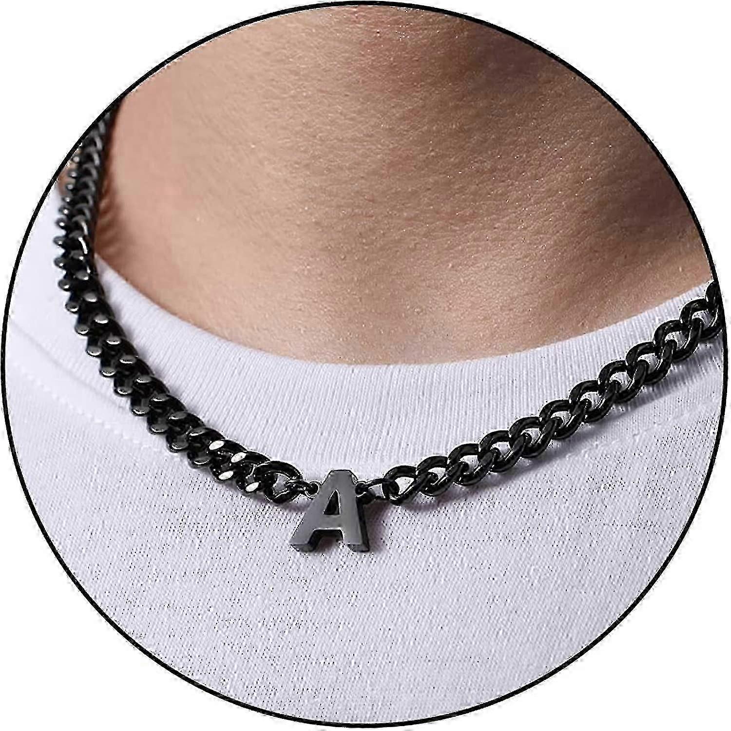 Collier chaîne cubaine avec initiales de A à Z pour garçons, hommes et femmes, pendentif lettre en acier inoxydable, 6,5 mm, 45,7 cm et plus, bijoux cadeau