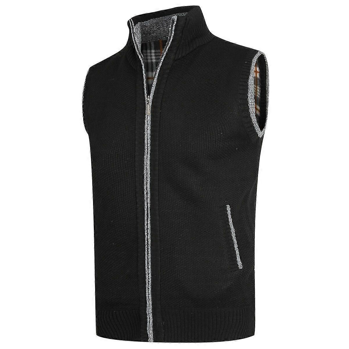 Herren Strickweste Fleece Futter Gesteppte Strickjacke