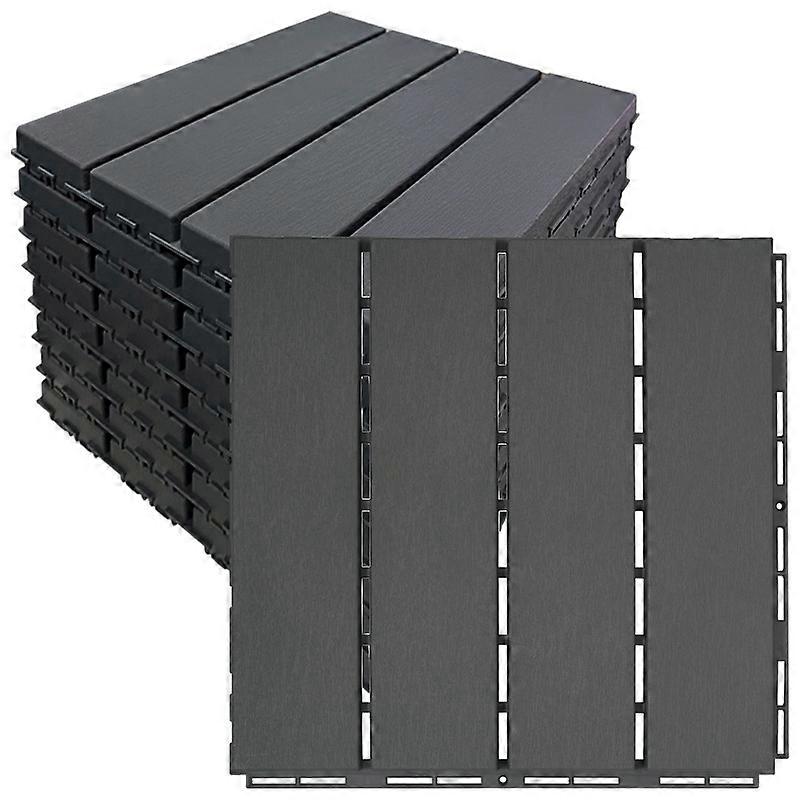 INF Wood Plastic Composite Interlocking Patio Tiles 12 pcs
