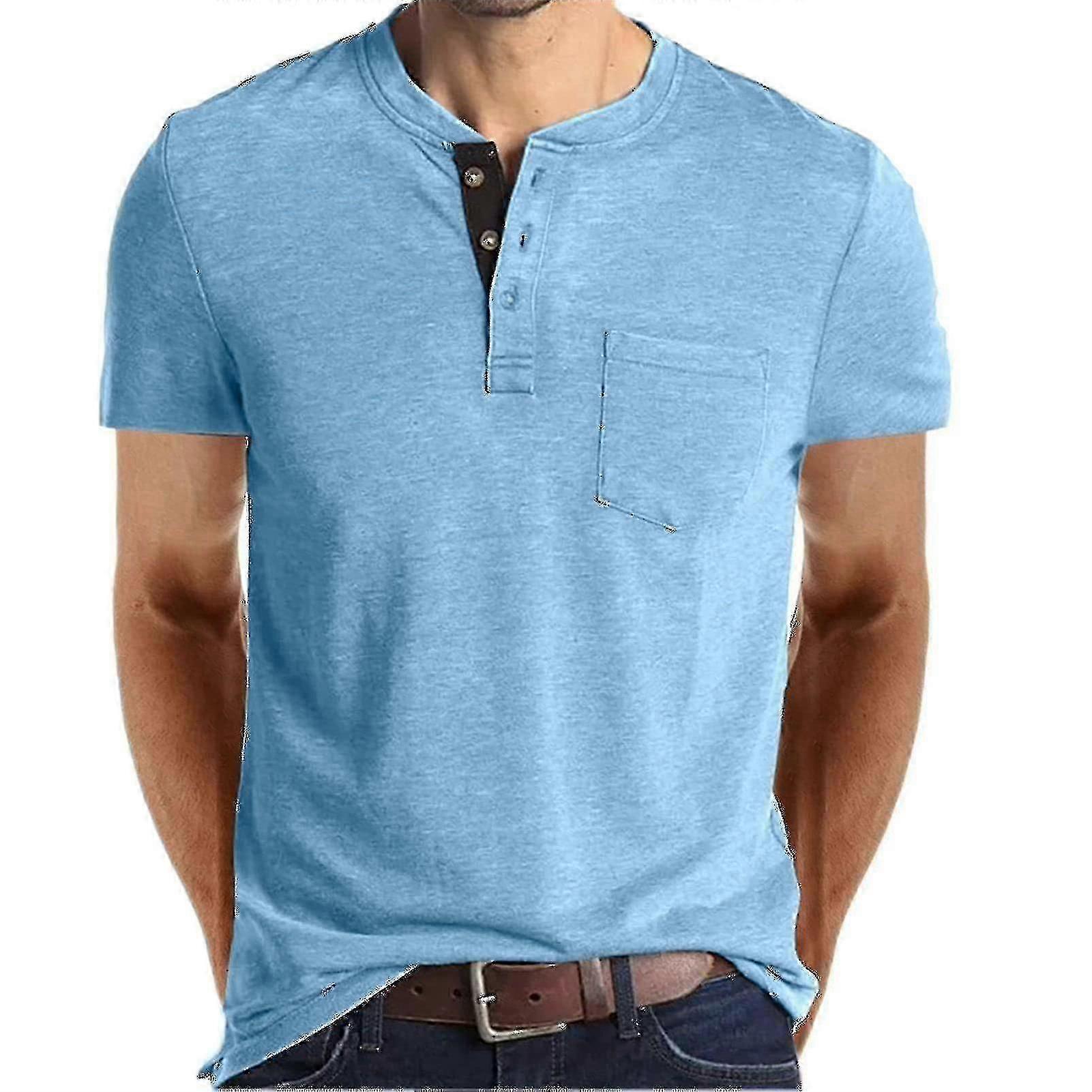 T-shirt de algodão da moda masculina com bolso