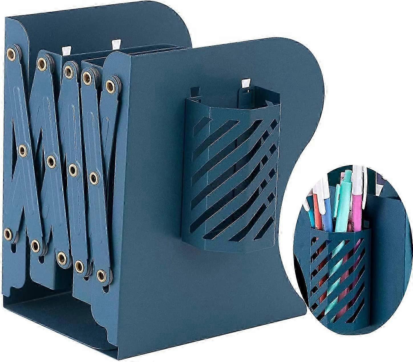 Adjustable Metal Bookends,for Home, Office, School, Library, Blue