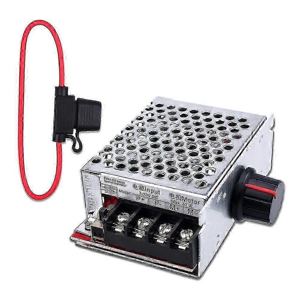 Controlador de velocidade de motor DC PWM 7-70V 30A, interruptor de controle 12V 24V 36V 48V com fusível de 30 amperes