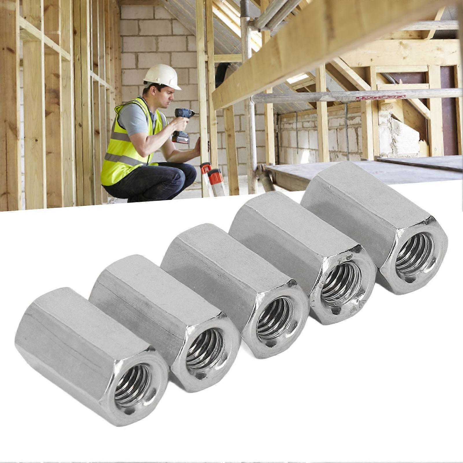 20PCS Hex Coupling Nuts 304 Stainless Steel Long Fine Thread Coupling Nuts Maintenance Parts 