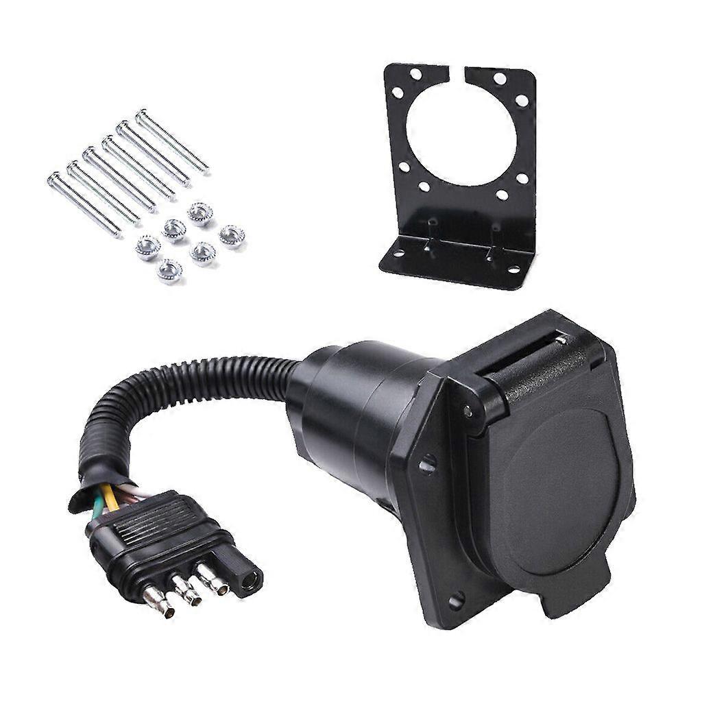 4-Way Flat Truck to 7-Way Blade Outlet Plug Connector for Travel RV Motorhome