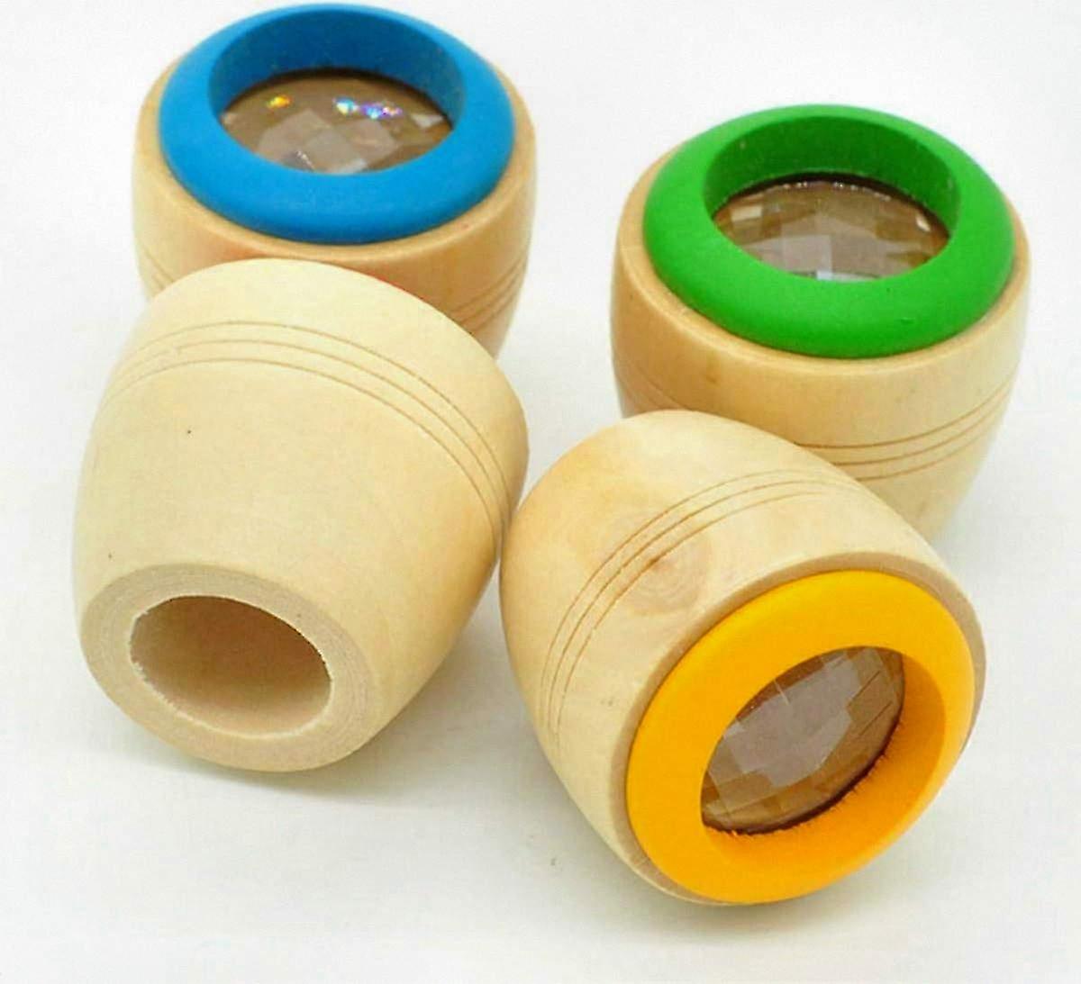 4-piece Wooden Kaleidoscope Toy for Kids with Unique Visual Effect (Assorted Colors)