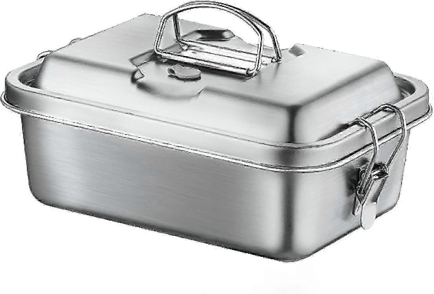 Stainless Steel Bento Lunch Box For Adults With Secure Locks, 1800ml 3 Compartments 2 Layer Leak Metal Insulated Lunch Food Containers