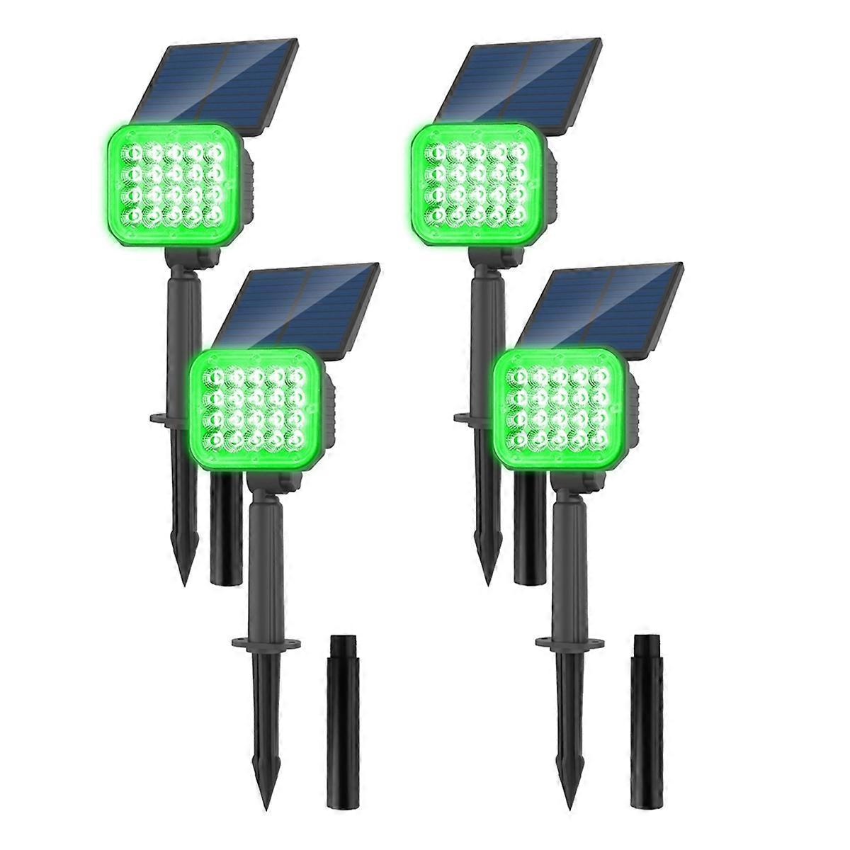 4個のソーラーLEDライト、超高輝度グリーン芝生ライト