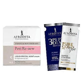 Afrodita Peel Re-New Liquid Crystal -yövoide rasvaiselle ja normaalille iholle + 2 näytettä