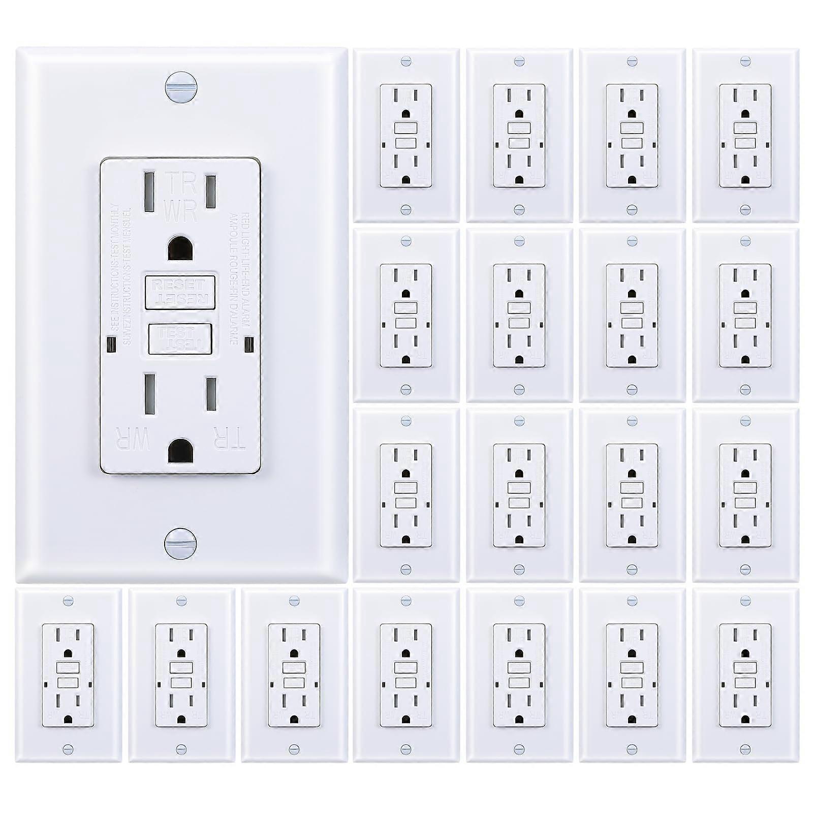 15 Amp GFCI Outlet, Tamper-Resistant, Weather Resistant Receptacle Indoor or Outdoor Use, LED Indicator