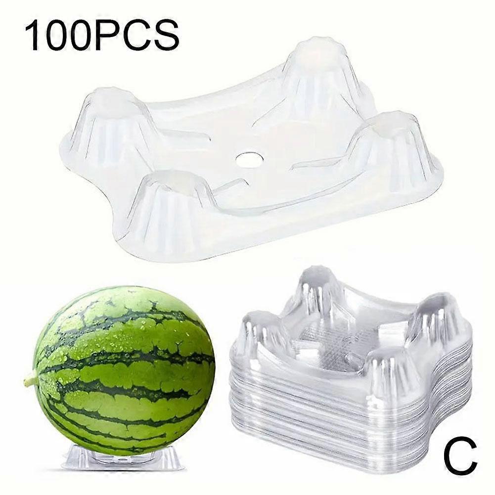 100pcs (C)$ Watermelon bracket thickened fruit planting transparent tray plastic garden anti-corrosion fruit shop watermelon tray decoration