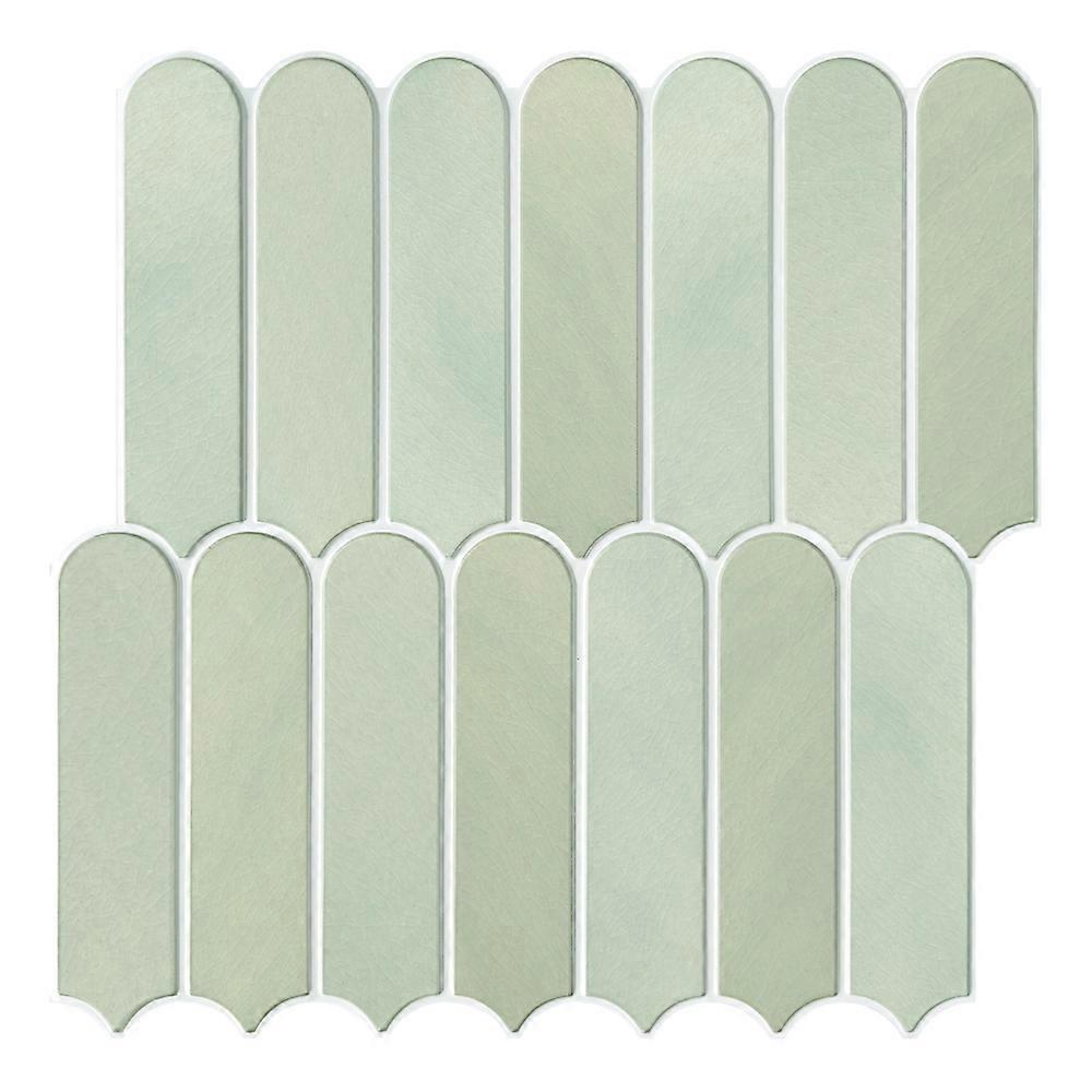 3D Scallop Wall Panels – 10pcs Light Green Self-Adhesive Tile Stickers – Waterproof Decorative Panels for Kitchen & Bathroom – 30x30cm