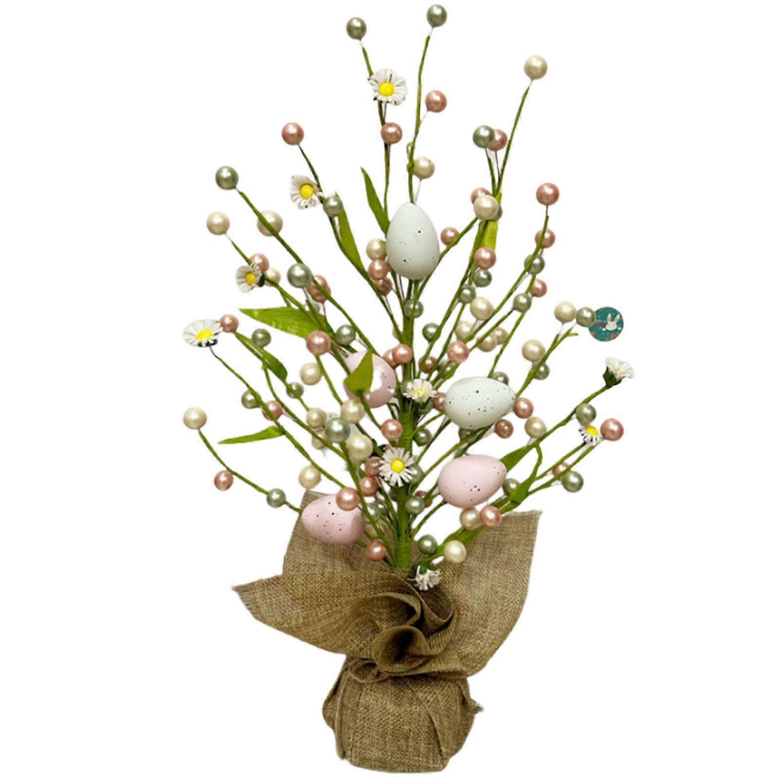 Easter Egg Flower Tree Holiday Decor Colorful Easter Eggs Fine Work Decor Tree Ornaments Suitable for Party and Home