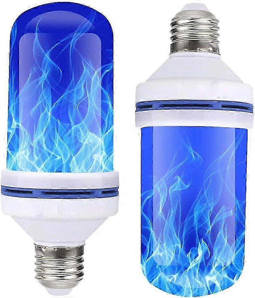 2Pcs LED E27 Flickering Blue Flame Light Bulb, 4 Lighting Modes Flame Light Effect Light Bulbs