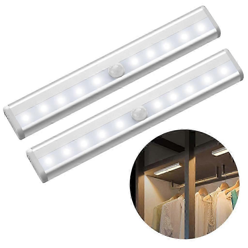 2 Pack Motion Sensor LED Cabinet Lights for Kitchen Wardrobe Indoor Outdoor Use