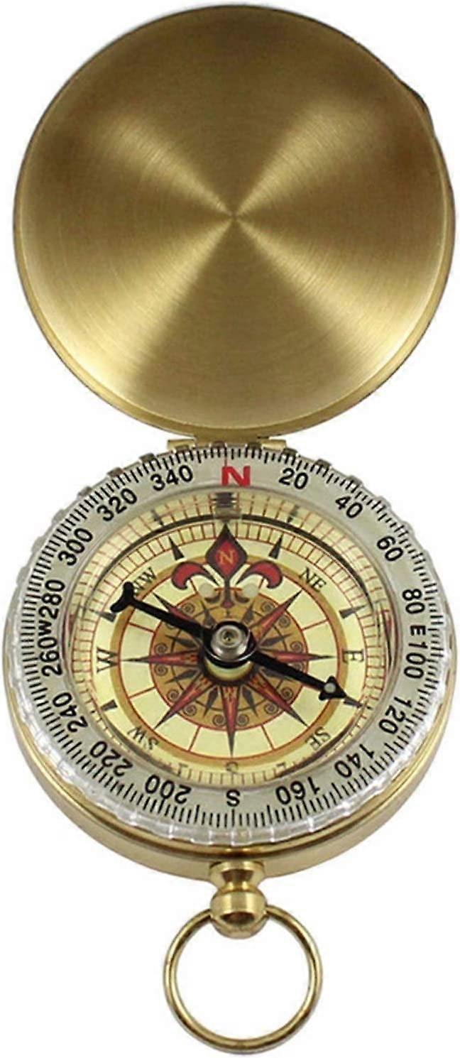 Outdoor Compass Navigation – Pocket Brass Gold Copper Color with Noctilucent Display for Camping and Hiking