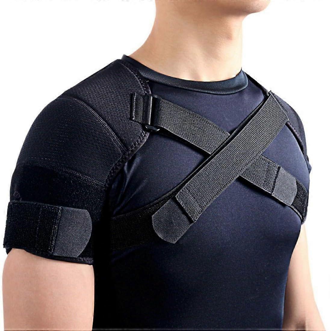 Neoprene Adjustable Belt Shoulder Wrap For Injury Recovery And Pain Relief Black L/XL Unisex