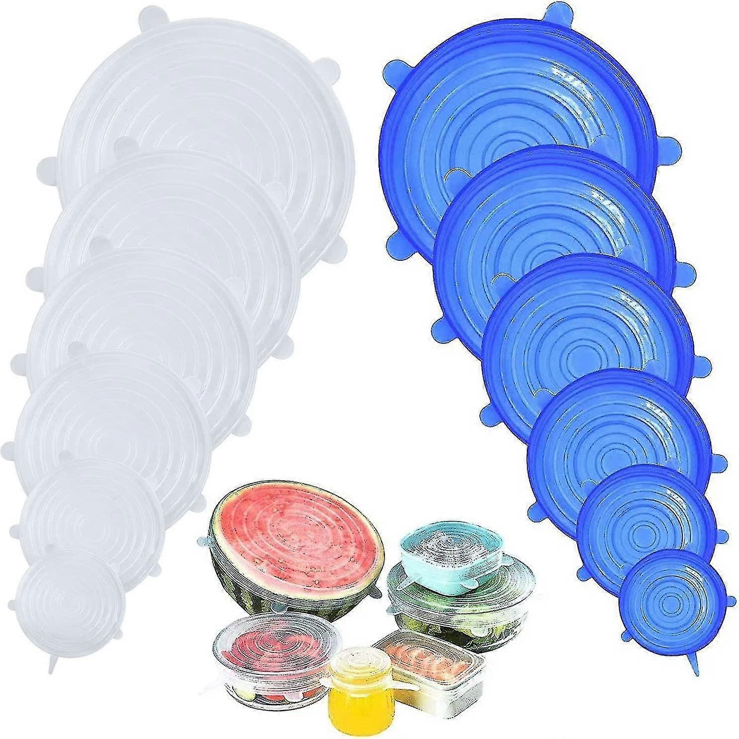 12 Pieces Silic Lids, Bpa Silic Stretch Lids, 6 Different Size