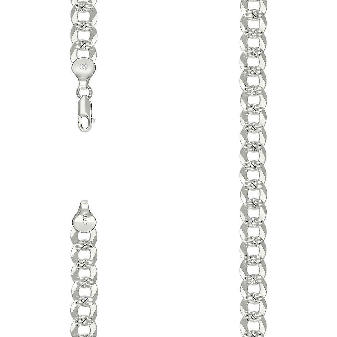 925スターリングシルバーソリッドパヴェスーパーフラットコンフォートカーブチェーン-シルバー7.8mmブレスレットリンク-女性と男性のためのブレスレット - レン