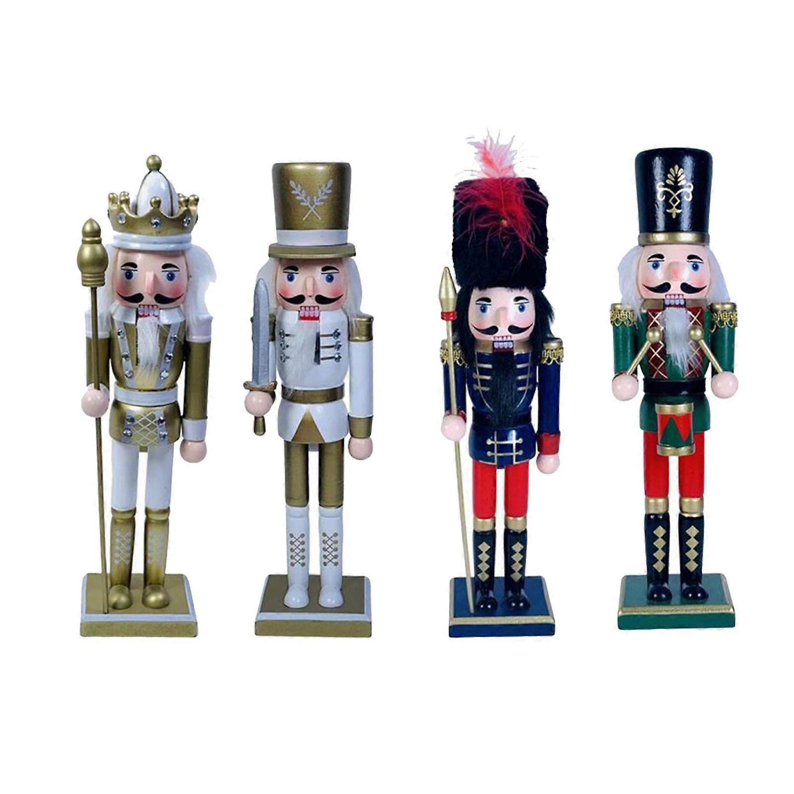 4 Pieces Nutcracker Figures Decorative Nutcracker Soldier for Outdoor Fireplace