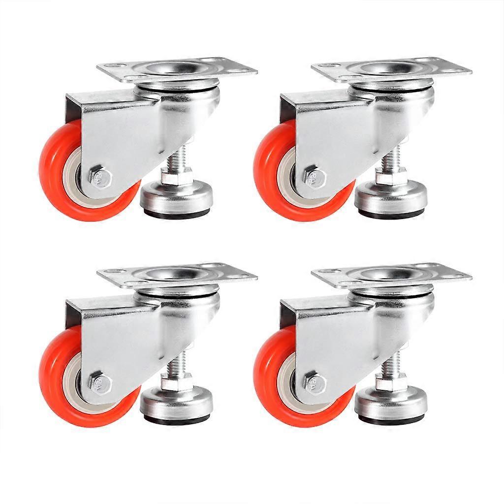 4 Pcs 2' Adjustable Leveling Caster, Leveling Feet Wheels, Swivel Plate Casters Wheels, Total Load 330Lbs