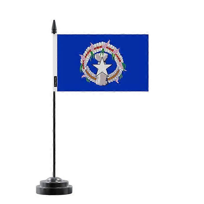 Northern Mariana Islands Table Flag – 14 x 21 cm – Polyester – Black Plastic Base