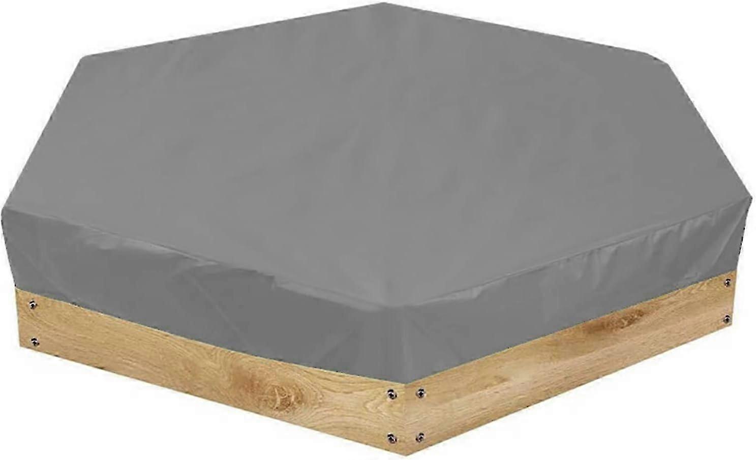 Sandbox Cover, Hexagon Sandpit Sand Toys Cover Waterproof Pool Cover with Drawstring, Cover Only (Grey) KB