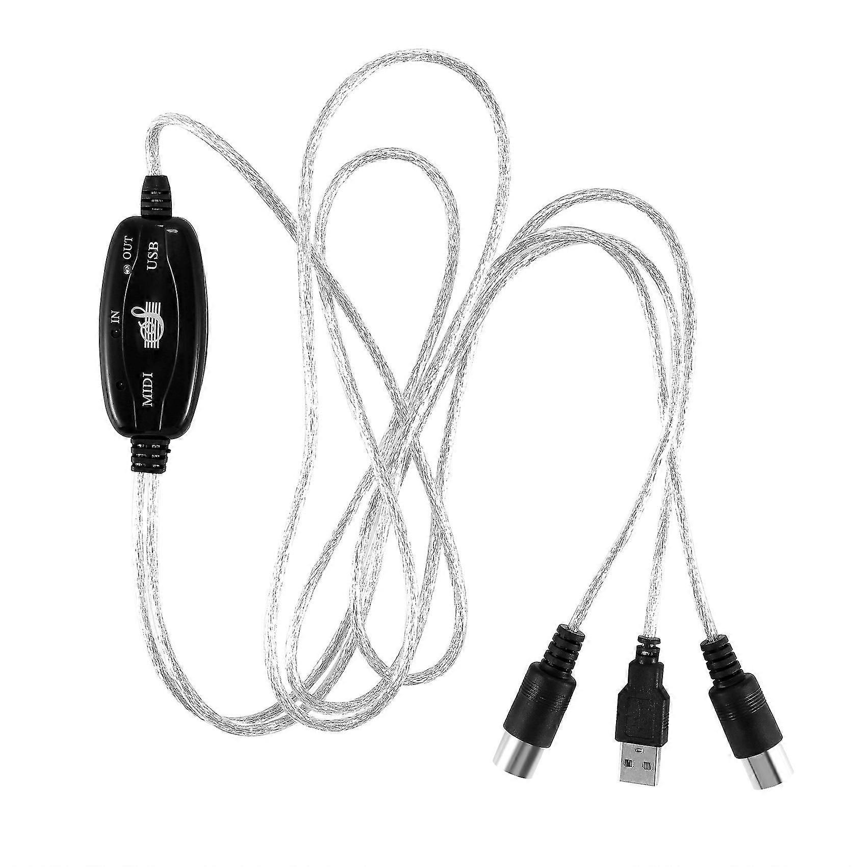 USB IN-OUT MIDI Cable Converter PC to Music Keyboard Adapter Cord