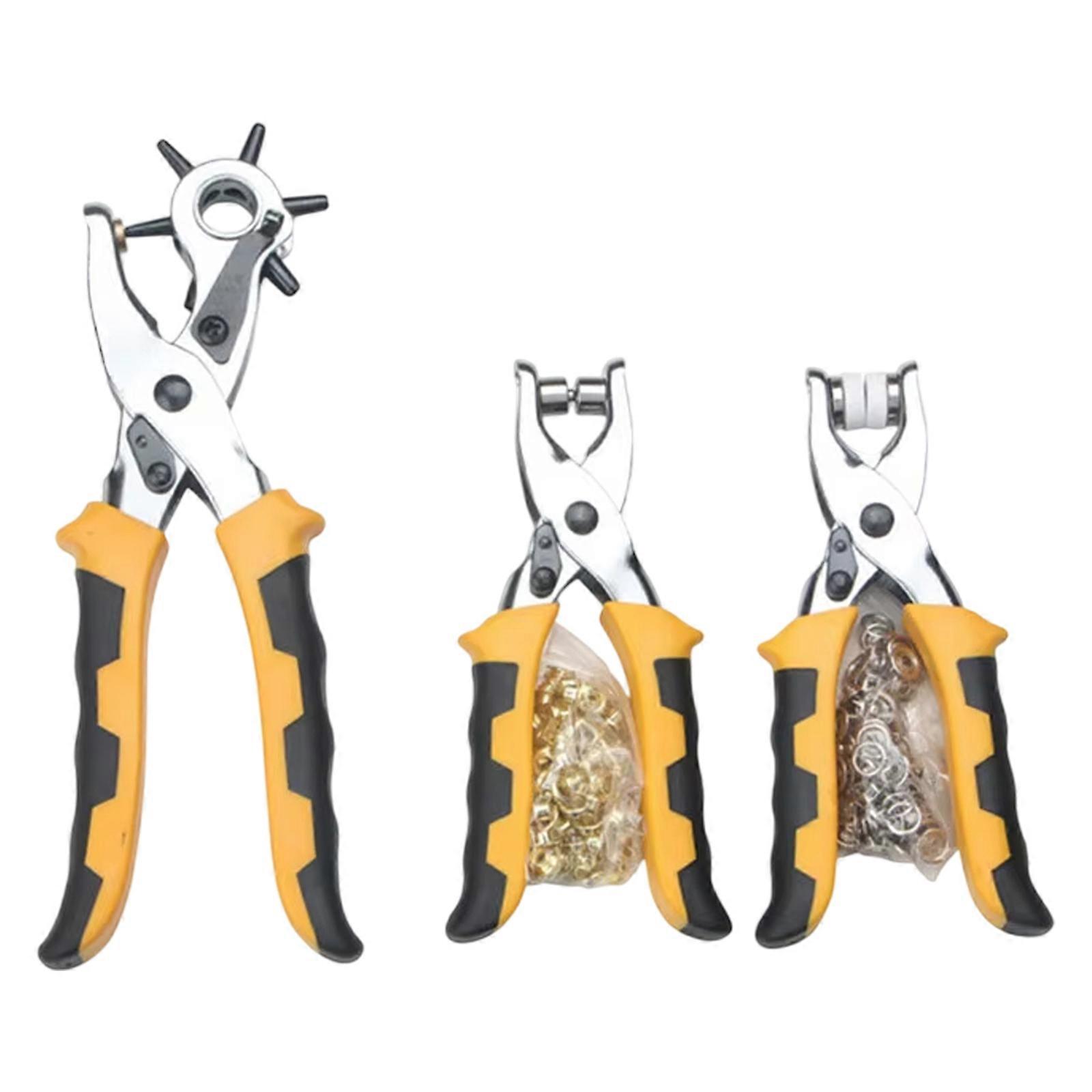 Belt Hole Puncher 6 Hole Size Heavy Duty Revolving Puncher Pliers Multifunction Hole Punching Tool for Leather Paper Multicolor