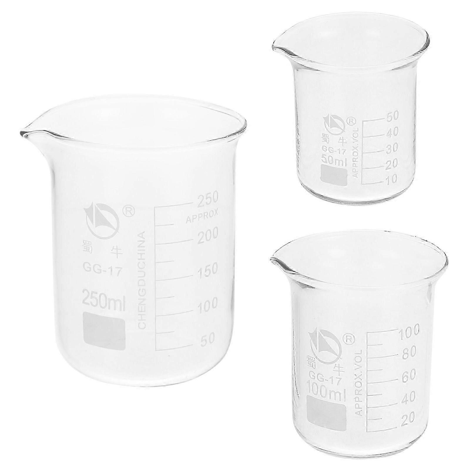 3stk Glas Måling Bægerglas Laboratorieglas Bægerglas Glas Graduerede Bægerglas