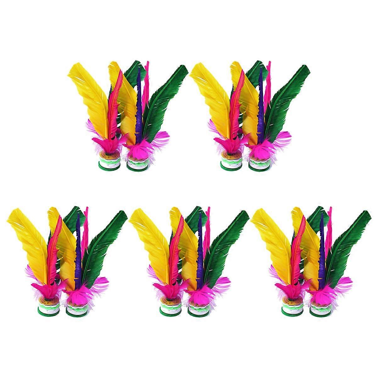 Shuttlecock Bird Badminton Feather Toy Oxford Pack of 10 Assorted Colour