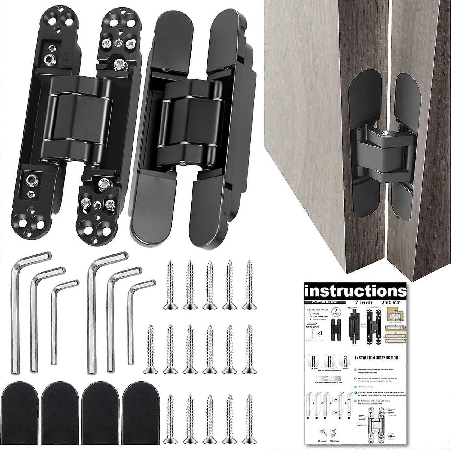 2025 Neuestes Modell 2 Set 7 Zoll versteckte Türscharniere, robuste verdeckte Scharniere
