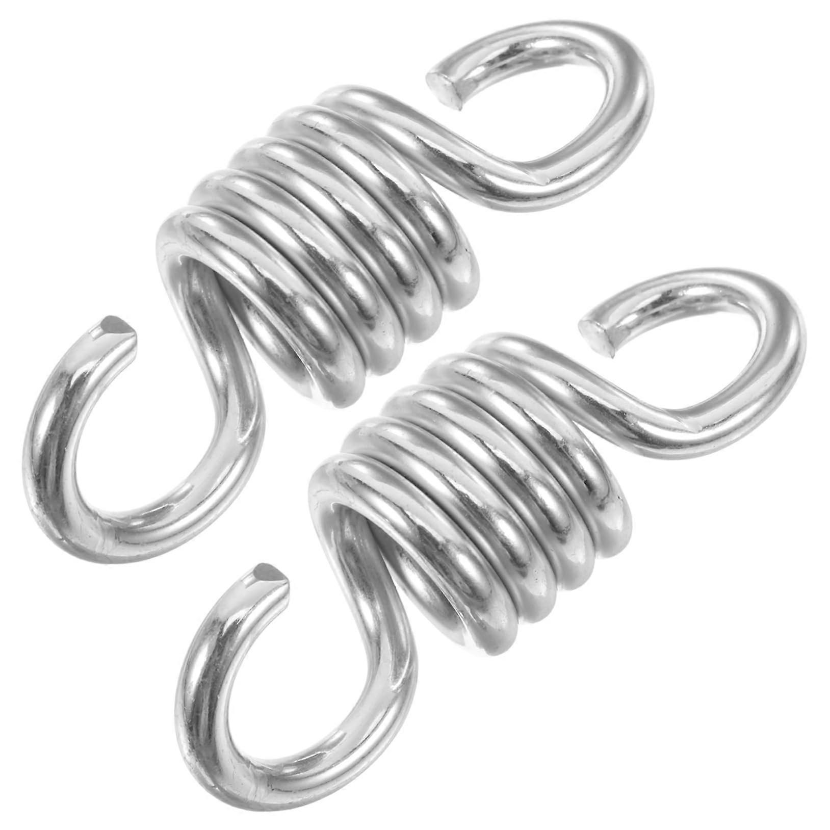 Swing Spring Kit - 2 Heavy Duty Spring Hooks for Porch Swing, Hammock Accessories, Spring Steel, Silver Finish