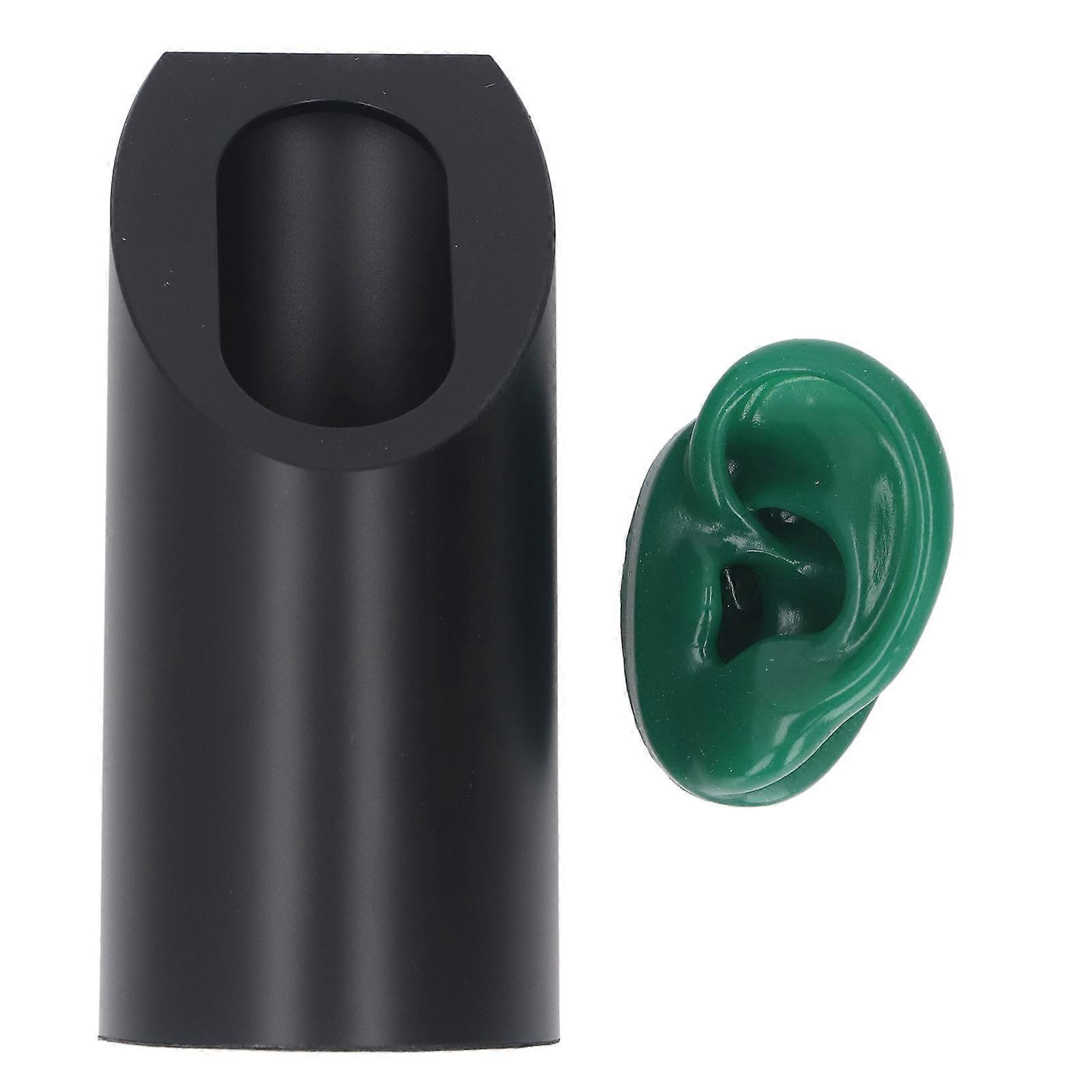 Silicone Ear Model Simulated Acupuncture Soft Artificial Ear Model with Bracket for phone Display Green Left
