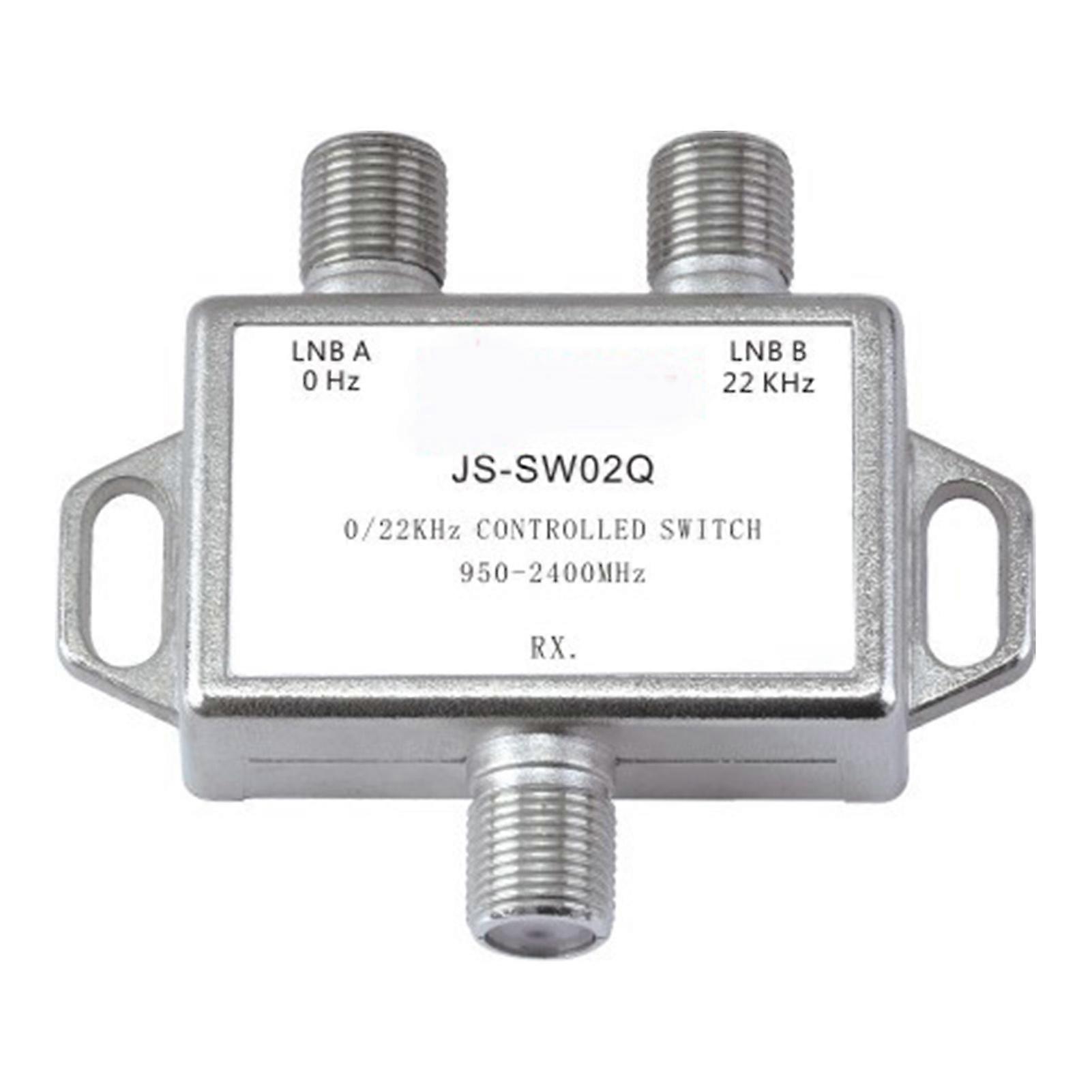 0/22 kHz Satellite Switch 2 Input 1 Output, Compact Zinc Alloy TV Signal Switch for Changing TV Channels