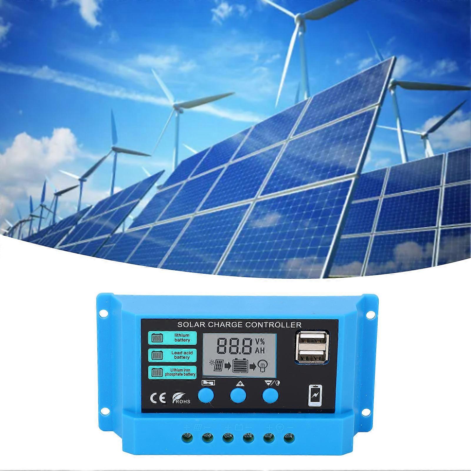 Photovoltaic Solar Charge Controller 12V 24V Adaptive Low Self Consumption LCD Display PWM Solar Controller Solar Panel Regulator 20A 