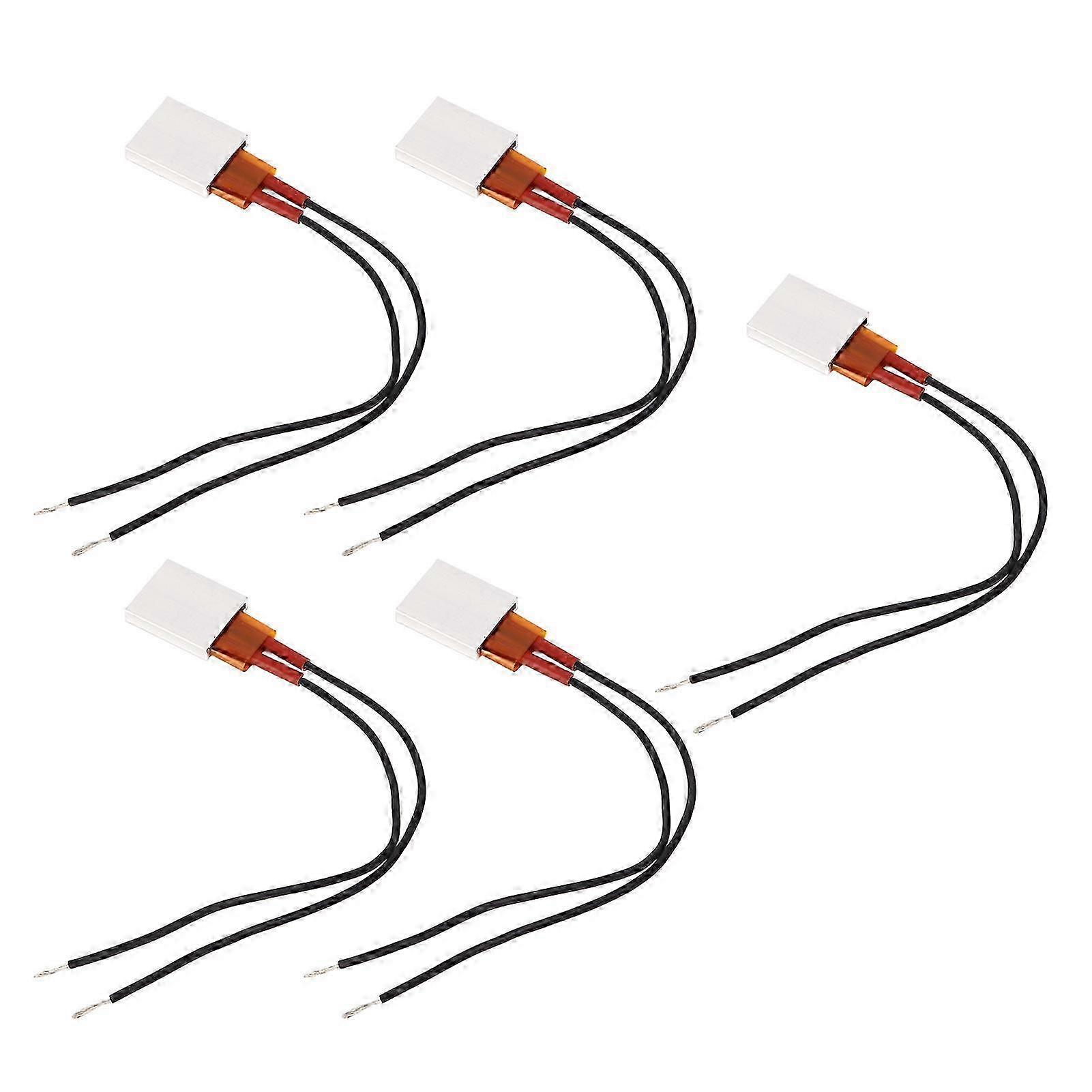 5 Pieces Ceramic PTC Heater Plate with Thermostat Aluminum Heating Element, 70 Black Cable for 24V Applications