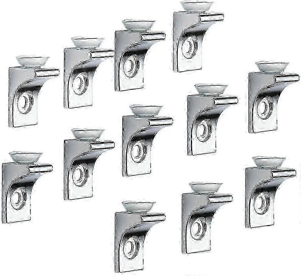 12 Pcs Zinc Alloy Chrome Shelf Brackets with Suction Cups
