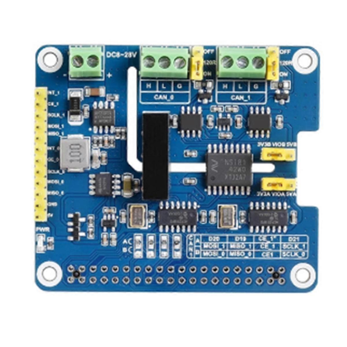 2-Channel Isolated CAN SPI Bus Expansion HAT for Dual Chips for Expanding Multiple CAN Channels