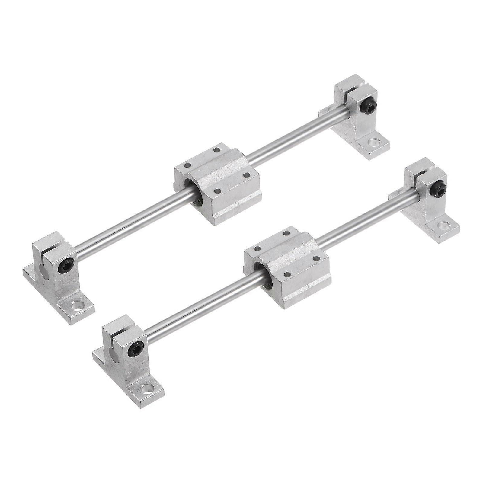 Linear Motion Rod Shaft Guide Set 8mm x 200mm Steel Plated Linear Guides with 2 SCS8UU Blocks and 4 Shaft Supports