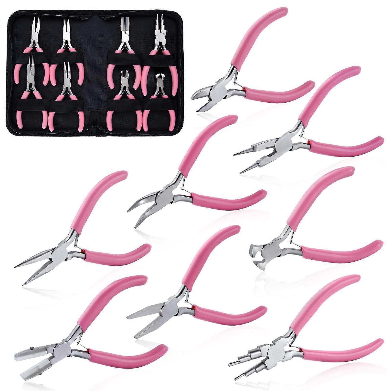 8pcs Jewelry Pliers Set With Smooth Jaw End Cutting 6 In 1 Wire Wrapping Pliers
