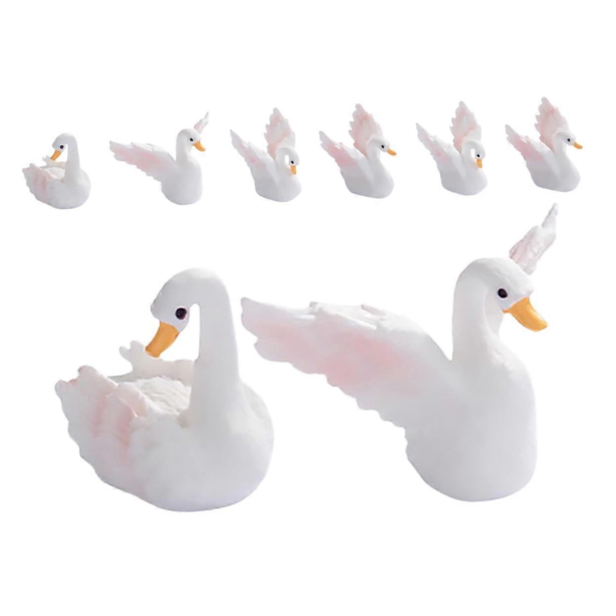 Miniature Swan Figures Resin White