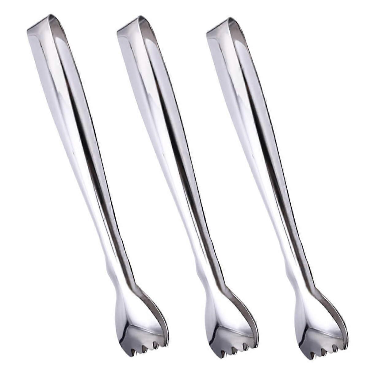 3 pieces of sugar cube tongs for buffets made of stainless steel for ice particles (silver, 18.8 x 2.5 x 2 cm)