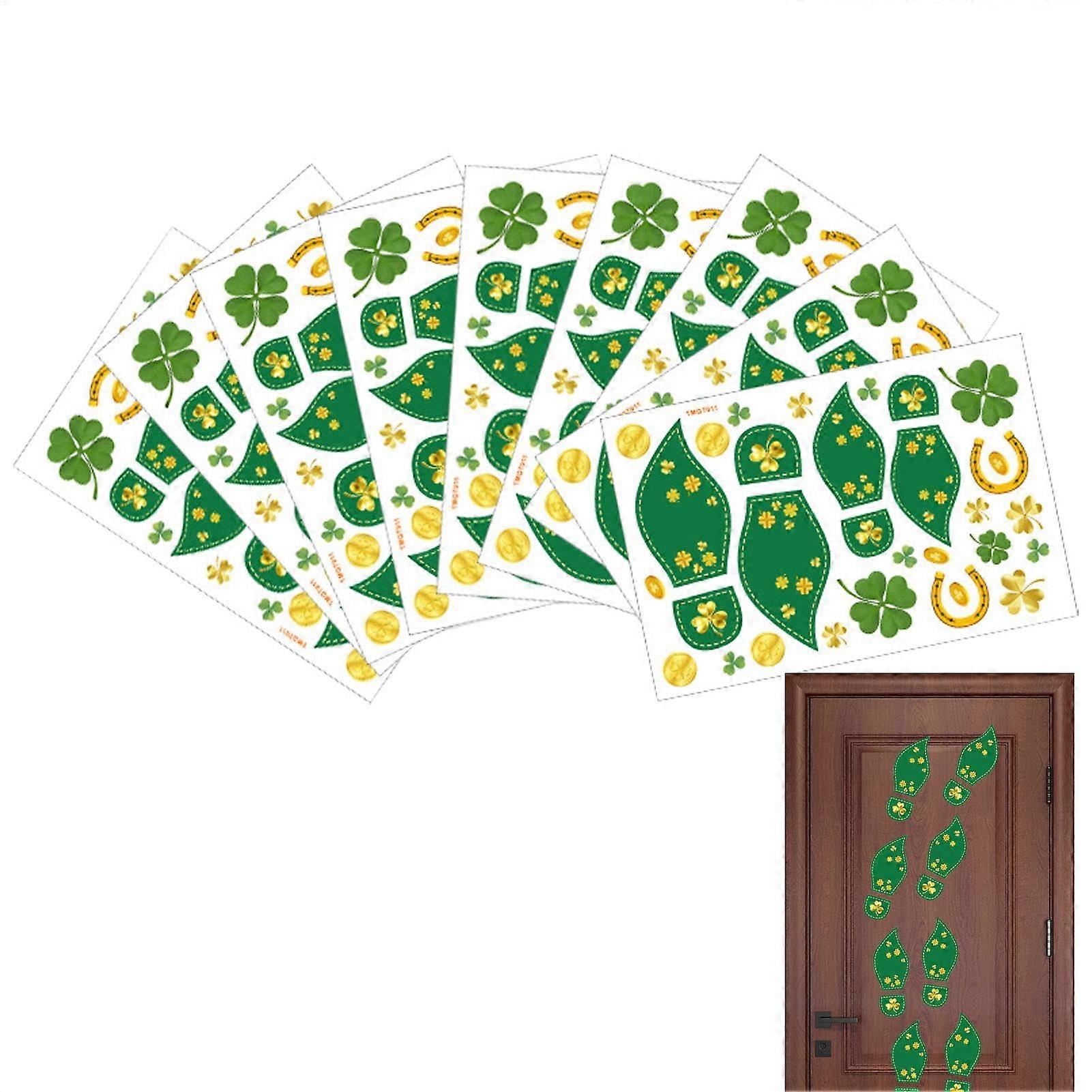 Green St. Patrick's Day Floor Stickers, Festive Footprint Décor, Versatile Wall Stickers, Easy Application, Durable Material