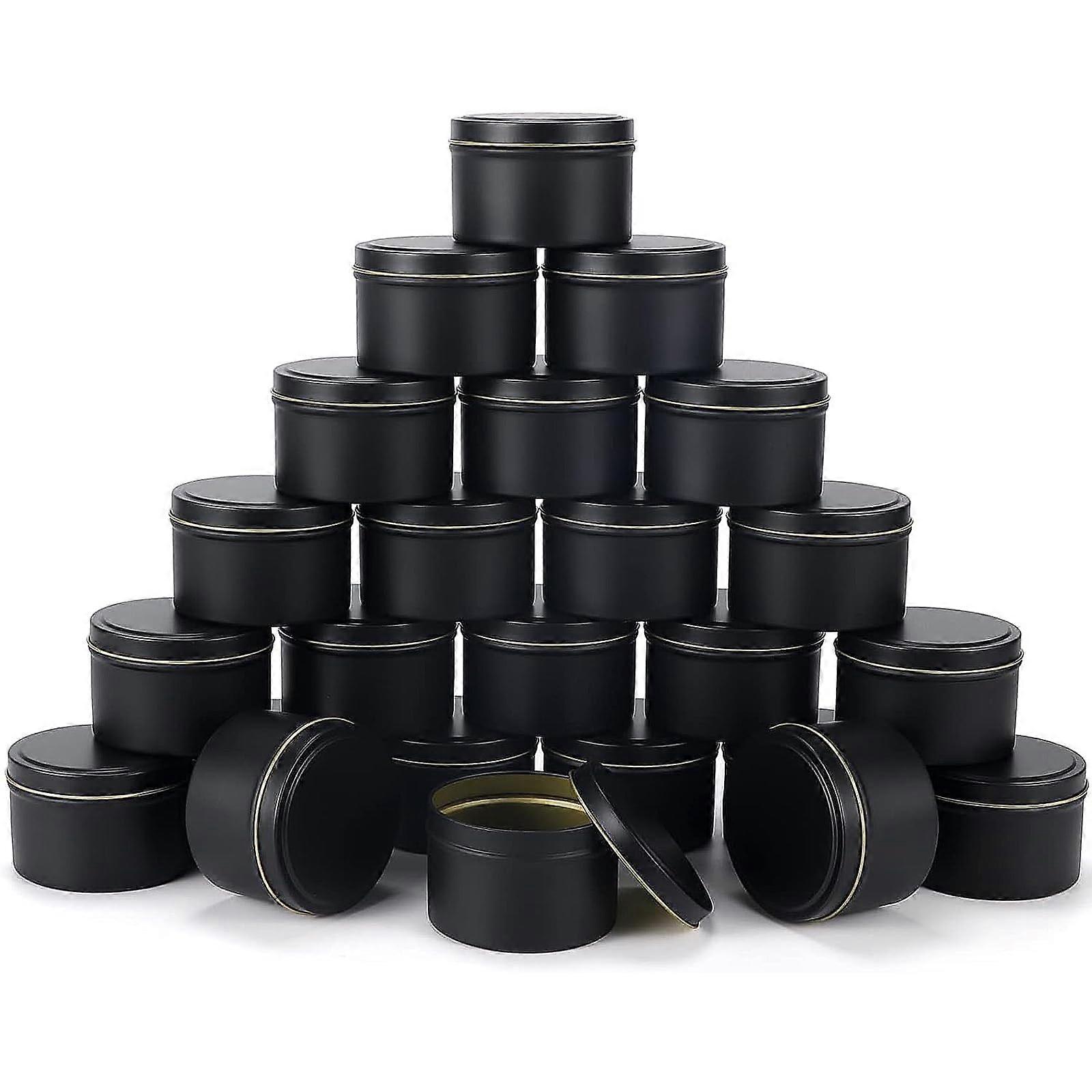 Candle Tins Pack of 24, 120 ml Black Round Mini Candle Making Jars, Durable Metal Containers for DIY Candles