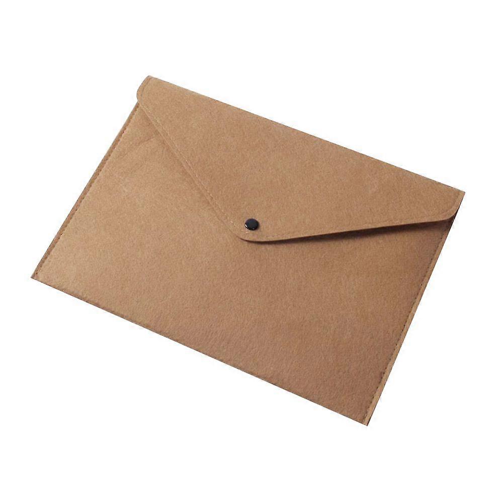 Felt File Folder Button Document Storage Organizer for Office School Home (Brown, A4 Size)