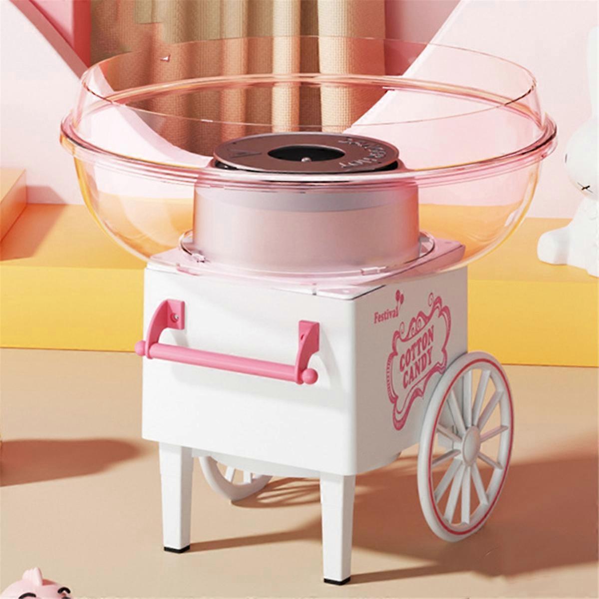 Cotton Candy Machine,Mini Cotton Candy Maker Machine for Kids with Sugar Scoop, Easy & Safe to Use, Pink Vintage EU Plug