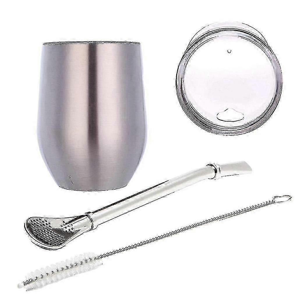 مزدوجة الجدار غير القابل للصدأ يربا القرع ماتي الشاي مجموعة الماء ماتي كوب الشاي مع غطاء ملعقة القش بومبيلا هيا