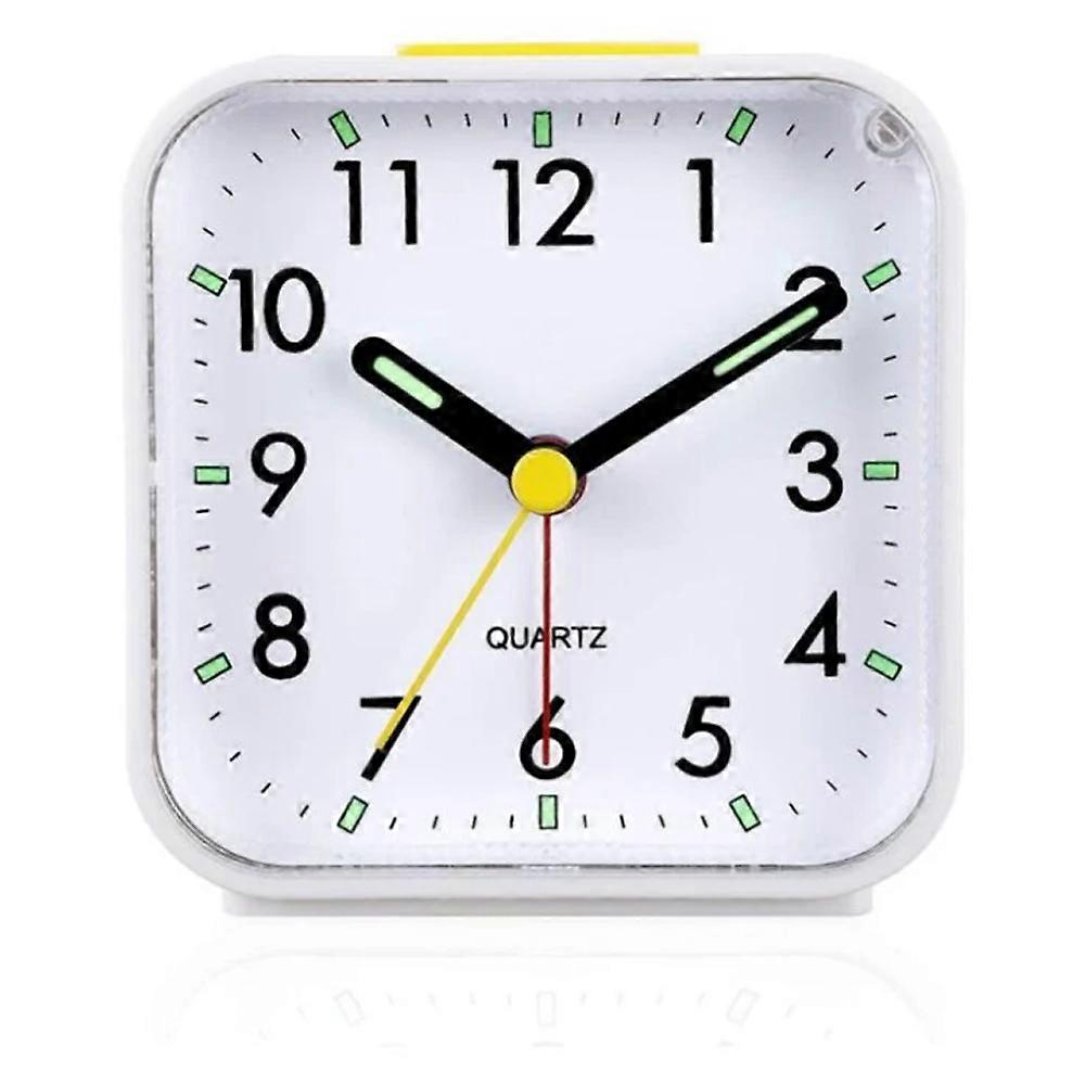 Battery Operated Snooze and Light Functions, Easy Setting, White，Silent Non-Ticking Analog Alarm Clock, Gentle Wake-up, Beep Sounds, Volume Increase,