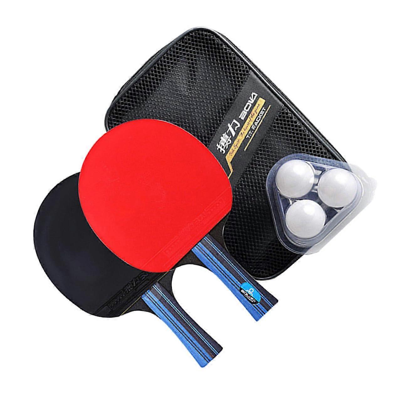 Pong Table Tennis Bat Set for Training - PU Red Paddle with Domino Stand, Ideal for All Skill Levels