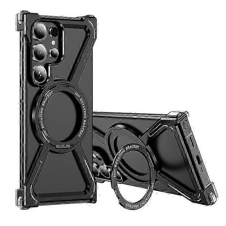 Compatible For Samsung Galaxy S24 Ultra Magnetic Case Military Grade Anti Drop Rotating Kickstand Titanium Alloy Bumper Phone Cove